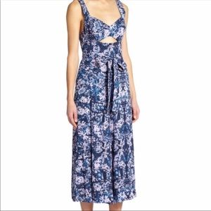 Rebecca Taylor Kiku Print Jumpsuit with CutOut